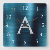 Blue Modern Elegant Metallic Monogram Naam