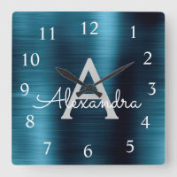 Blue Modern Elegant Metallic Monogram Naam