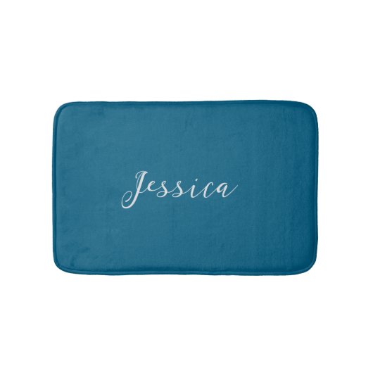 Blue Modern Elegant Plain Simple Professional Name Badmat (Voorkant)