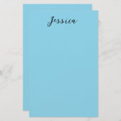 Blue Modern Elegant Plain Simple Professional Name Briefpapier (Voorkant / Achterkant)