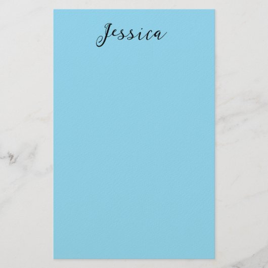 Blue Modern Elegant Plain Simple Professional Name Briefpapier (Voorkant)