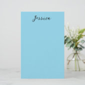 Blue Modern Elegant Plain Simple Professional Name Briefpapier (Staand voorkant)