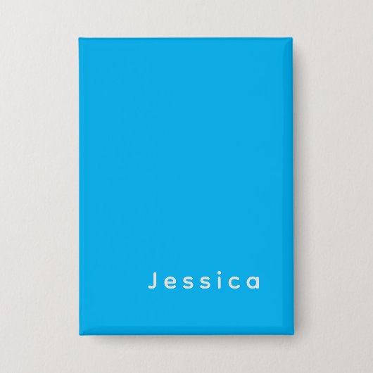 Blue Modern Elegant Plain Simple Professional Name Button (Voorkant)
