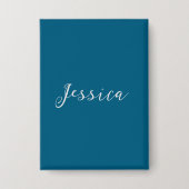 Blue Modern Elegant Plain Simple Professional Name Button (Voorkant)