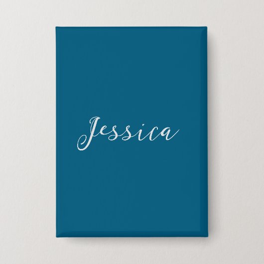 Blue Modern Elegant Plain Simple Professional Name Button (Voorkant)