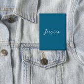Blue Modern Elegant Plain Simple Professional Name Button (Insitu)