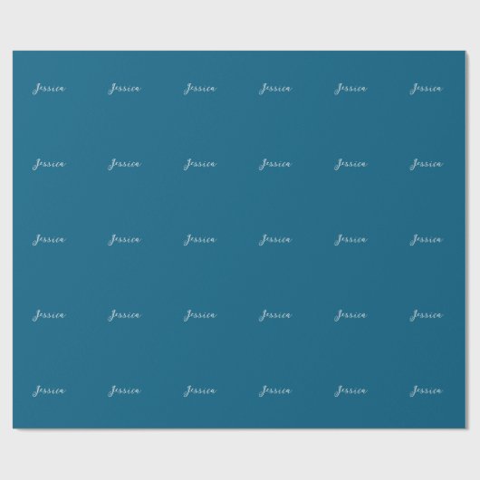 Blue Modern Elegant Plain Simple Professional Name Cadeaupapier (Vlak)