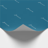 Blue Modern Elegant Plain Simple Professional Name Cadeaupapier (Hoek)
