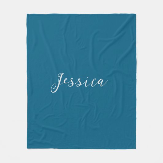 Blue Modern Elegant Plain Simple Professional Name Fleece Deken (Voorkant)