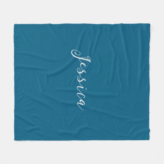 Blue Modern Elegant Plain Simple Professional Name Fleece Deken (Voorkant (Horizontaal))