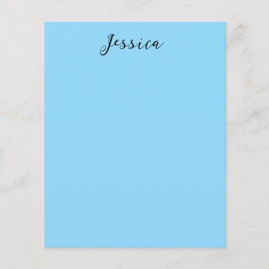Blue Modern Elegant Plain Simple Professional Name Flyer (Voorkant)