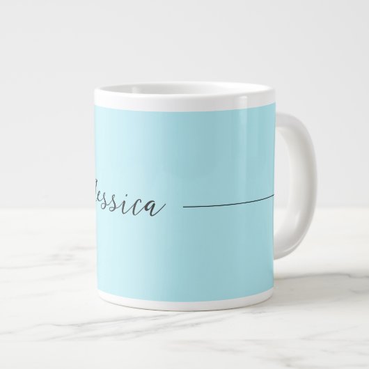 Blue Modern Elegant Plain Simple Professional Name Grote Koffiekop (Voorkant rechts)
