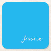 Blue Modern Elegant Plain Simple Professional Name Kartonnen Onderzetters (Voorkant)