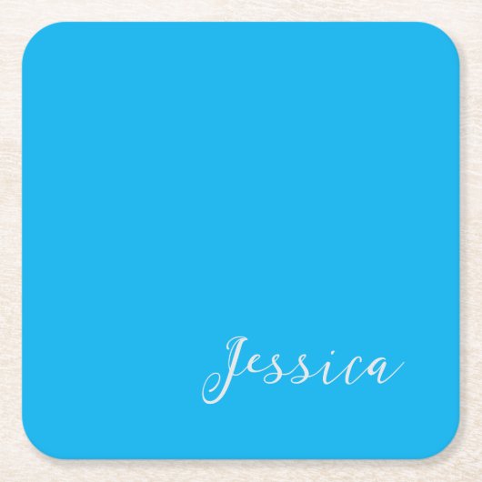 Blue Modern Elegant Plain Simple Professional Name Kartonnen Onderzetters (Voorkant)