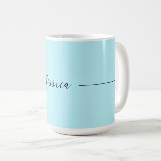 Blue Modern Elegant Plain Simple Professional Name Koffiemok (Voorkant rechts)