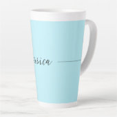 Blue Modern Elegant Plain Simple Professional Name Latte Mok (Rechterhoek)