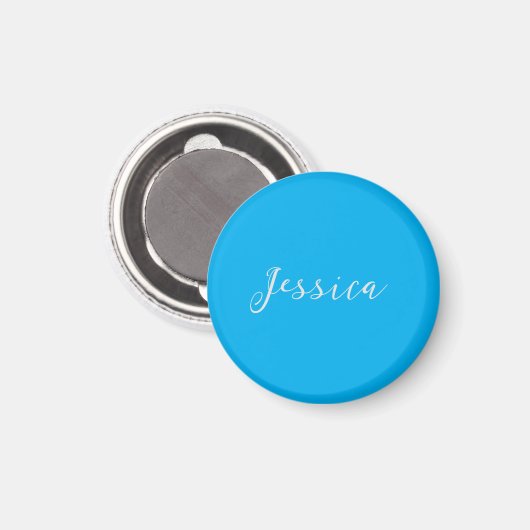 Blue Modern Elegant Plain Simple Professional Name Magneet (Voorkant / Achterkant)
