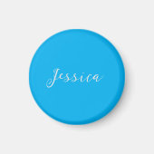 Blue Modern Elegant Plain Simple Professional Name Magneet (Voorkant)