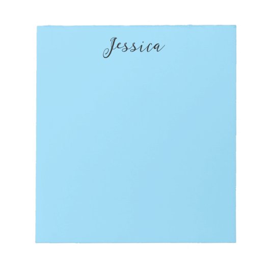 Blue Modern Elegant Plain Simple Professional Name Notitieblok (Voorkant)