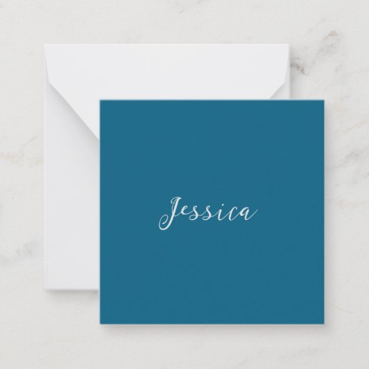 Blue Modern Elegant Plain Simple Professional Name Notitiekaartje (Voorkant)