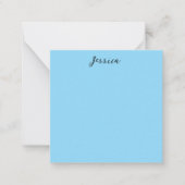 Blue Modern Elegant Plain Simple Professional Name Notitiekaartje (Voorkant)
