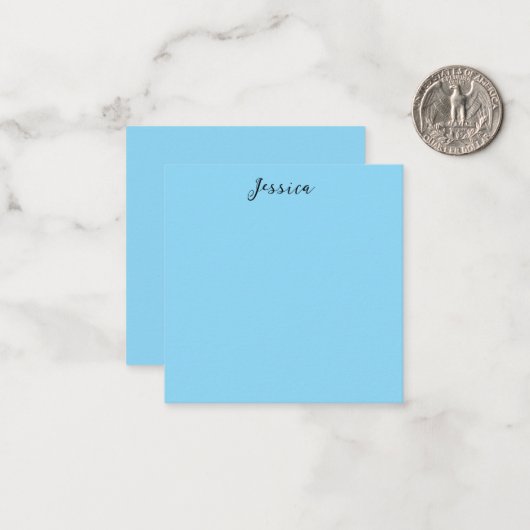 Blue Modern Elegant Plain Simple Professional Name Notitiekaartje (Voorkant / Achterkant in situ)