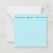 Blue Modern Elegant Plain Simple Professional Name Notitiekaartje (Voorkant)