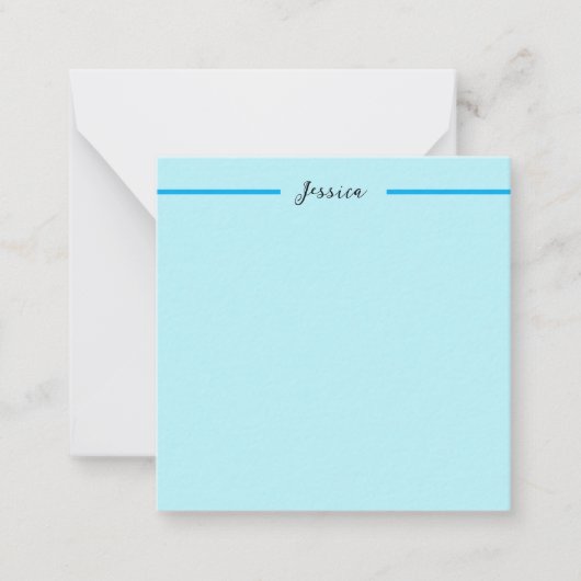Blue Modern Elegant Plain Simple Professional Name Notitiekaartje (Voorkant)