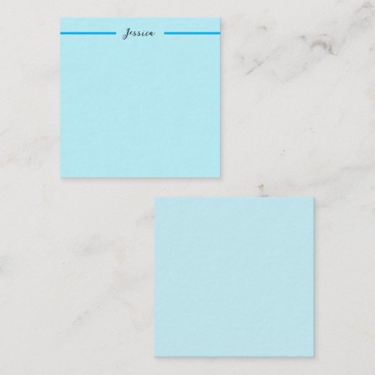 Blue Modern Elegant Plain Simple Professional Name Notitiekaartje (Voorkant / Achterkant)