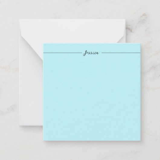 Blue Modern Elegant Plain Simple Professional Name Notitiekaartje (Voorkant)