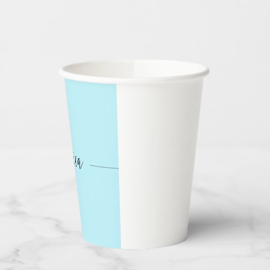 Blue Modern Elegant Plain Simple Professional Name Papieren Bekers (Links)