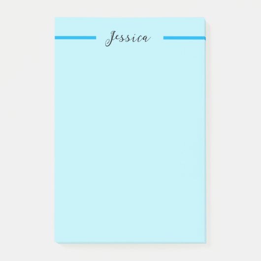 Blue Modern Elegant Plain Simple Professional Name Post-it® Notes (Voorkant)