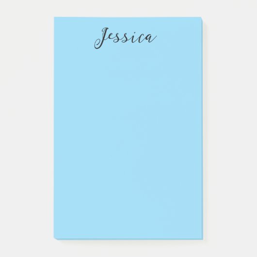 Blue Modern Elegant Plain Simple Professional Name Post-it® Notes (Voorkant)