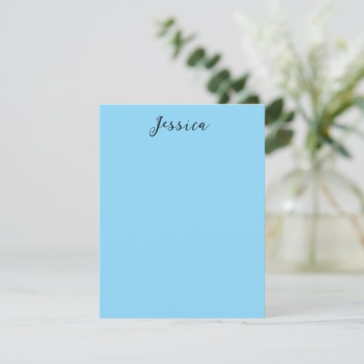 Blue Modern Elegant Plain Simple Professional Name RSVP Kaartje (Staand voorkant)