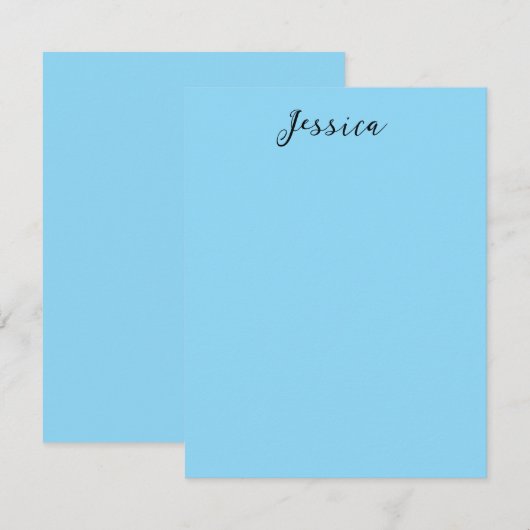 Blue Modern Elegant Plain Simple Professional Name RSVP Kaartje (Voorkant / Achterkant)