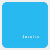 Blue Modern Elegant Plain Simple Professional Name Vierkante Sticker (Voorkant)