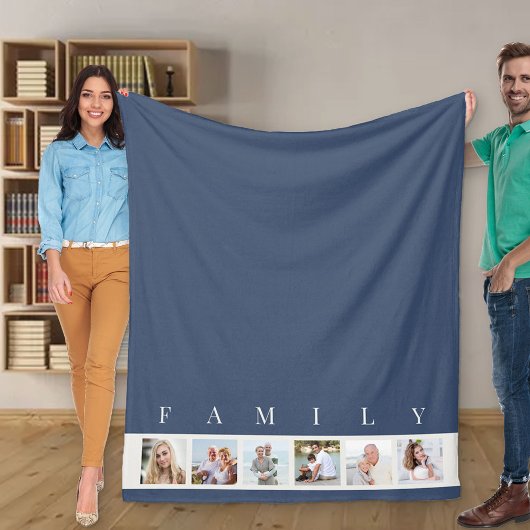 Blue Modern Family 6 Afbeelding Collage Foto Fleece Deken