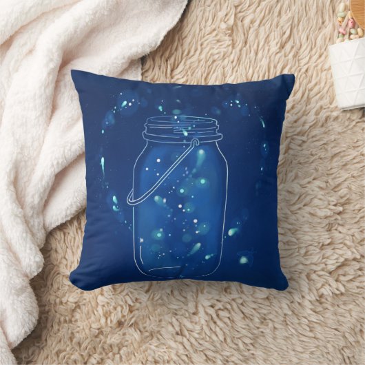 Blue Modern Firefly Love Jar Kussen (Deken)