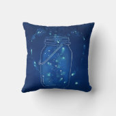 Blue Modern Firefly Love Jar Kussen (Achterkant)