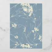 Blue Modern Floral Baby shower Folie Uitnodiging (Achterkant)