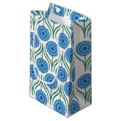 Blue Modern Floral Pattern-White Klein Cadeauzakje (Voorkant Gekanteld)