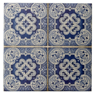 Blue Modern Floral Portugees azulejos Tegel Tegeltje