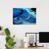 Blue Modern Fluid Abstract Poster (Thuiskantoor)