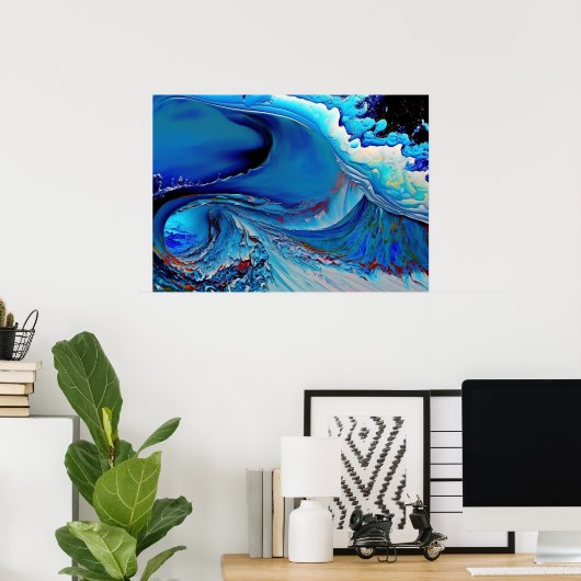 Blue Modern Fluid Abstract Poster (Thuiskantoor)