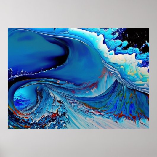 Blue Modern Fluid Abstract Poster (Voorkant)