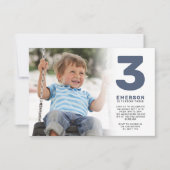 Blue Modern Foto Birthday Party Kaart (Voorkant)