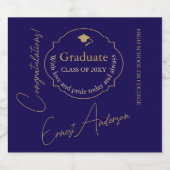 Blue Modern Gefeliciteerd Afstuderen Afstuderen Sparkling Wijnetiket (Enkel label)