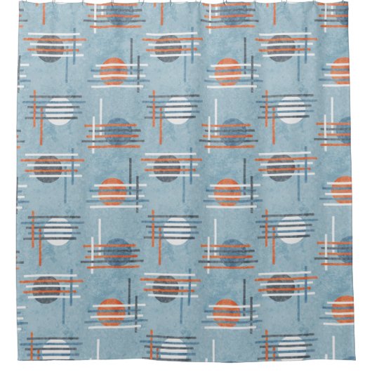 Blue Modern Geometric Douchegordijn (Voorkant)