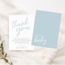 Blue Modern Hallo Baby Baby shower Dank u wel