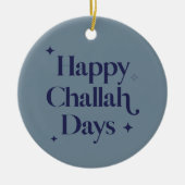 Blue Modern Happy Challah Days Hanukkah Keramisch Ornament (Voorkant)
